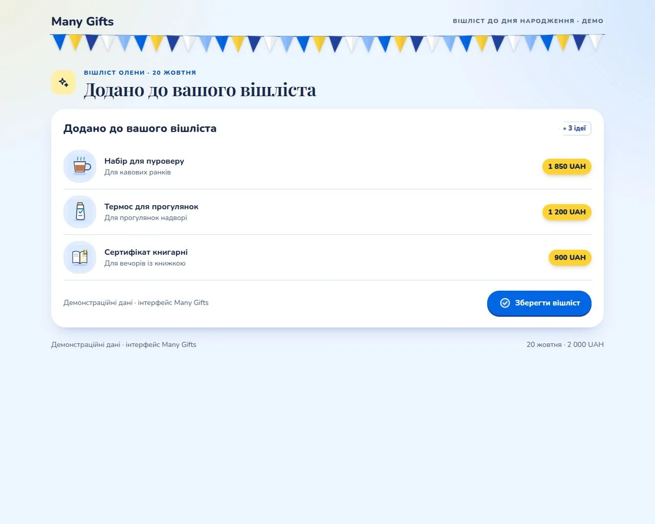Згенеровані підказки додані до редактора вішліста Many Gifts перед збереженням